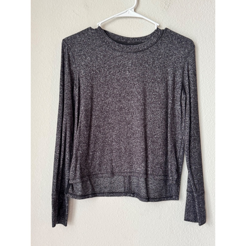 All in Motion Girls Large 10/12 Long Sleeve Top Charcoal Gray Space Dye Active